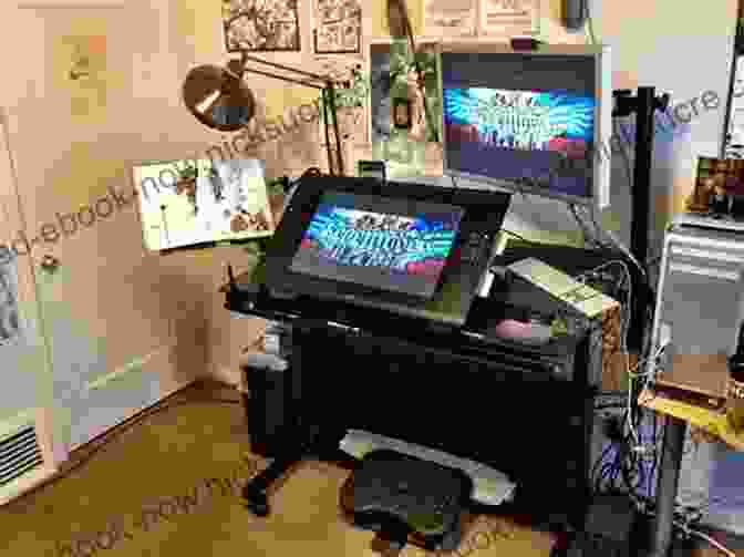 A Punk Artist Creating Digital Art On A Laptop In A DIY Studio. The First Days Of The Internet: Punk Art And The World Wide Web