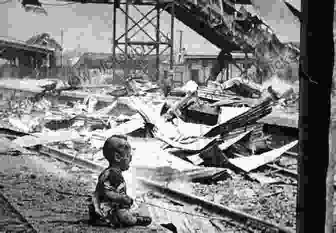 A Young Foreign Boy In Wartime Shanghai, Surrounded By Bombed Out Buildings A Foreign Kid In World War II Shanghai