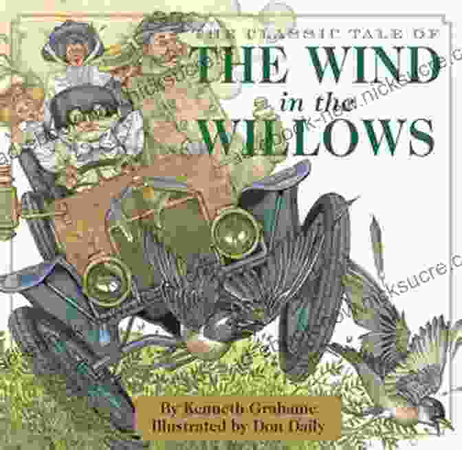The Wind In The Willows Book Cover, Featuring Ratty, Mole, Badger, And Toad In A Rowing Boat On The River The Wind In The Willows By Kenneth Grahame